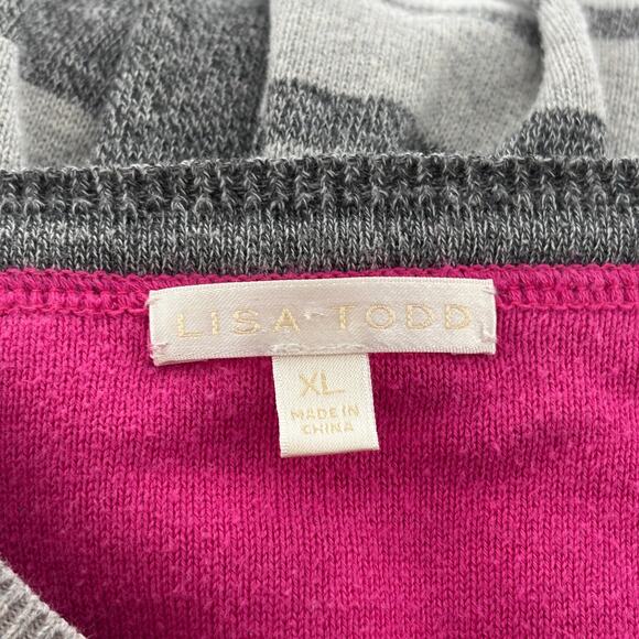 Lisa Todd Gray Contrasting Stripes Cotton Pullover Sweater - Picture 8 of 10